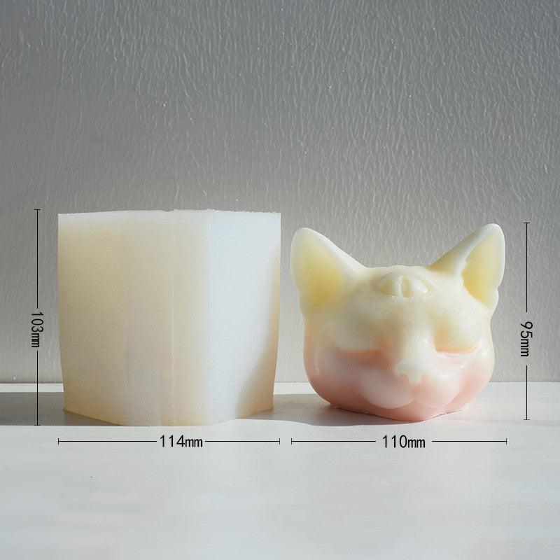 Three Eyes Cat Head DIY Scented Candle Silicone Mold Candles molds