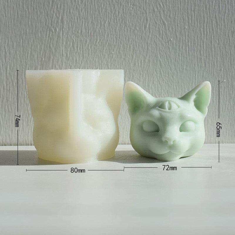 Three Eyes Cat Head DIY Scented Candle Silicone Mold Candles molds