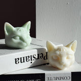 Three Eyes Cat Head DIY Scented Candle Silicone Mold Candles molds