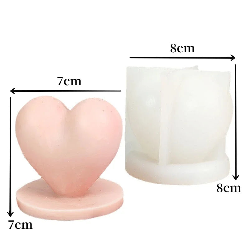 3D Love Heart with Base Silicone Candle Making Mold