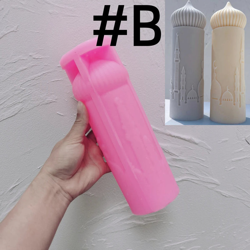 Islamic Mosque Silhouette Ramadan Pillar Candle Silicone Mold