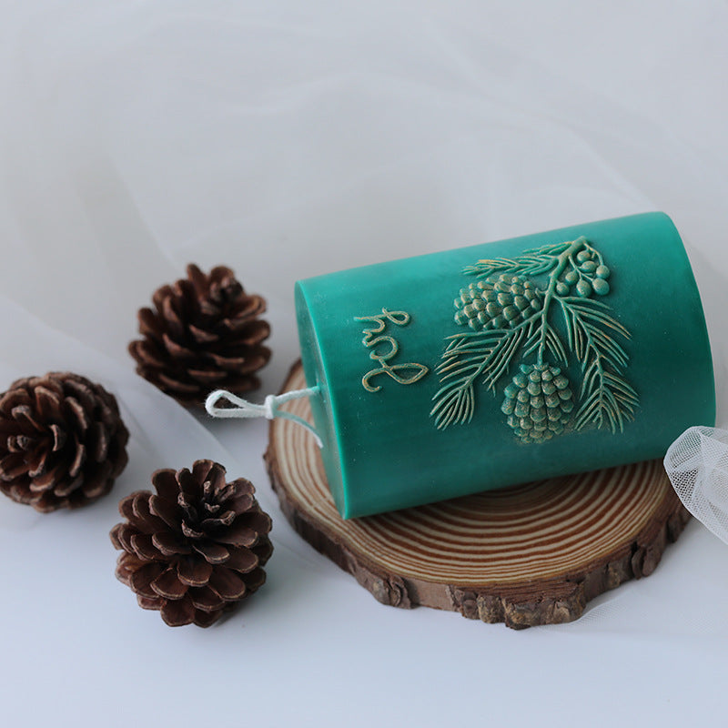 Christmas Joy Cylindrical Pine Cone Candle Mold